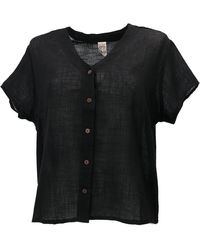 Guru-Shop - Longbluse Luftiges Basic Blusentop, Kurzarm Baumwollbluse.. alternative Bekleidung - Lyst