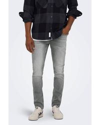 Only & Sons - Slim Fit Jeans Basic Hose Denim Stretch Pants ONSLOOM (1-tlg) 3969 in Grau - Lyst