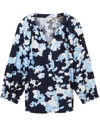 Tom Tailor - Blusenshirt feminine print blouse, blue cut floral design - Lyst