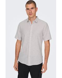 Only & Sons - Kurzarmhemd ONSCAIDEN SS SOLID LINEN SHIRT NOOS - Lyst