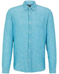 HUGO - Langarmhemd blau regular fit (1-tlg) - Lyst