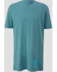 S.oliver - Kurzarmshirt T-Shirt mit Logo-Patch Garment Dye, Artwork - Lyst