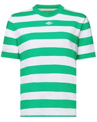 Esprit - Streifen-T-Shirt aus Pima-Baumwolle mit Stickerei (1-tlg) - Lyst