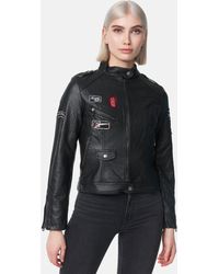 Starshocker - Lederimitatjacke SS02 (Vegane Kunstleder Biker Jacke mit Patches) - Lyst