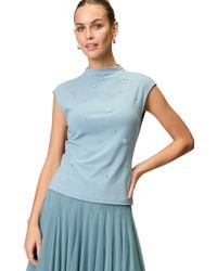 Zero - Kurzarmshirt Shirt mit Strass und Blumen (1-tlg) Ziersteine - Lyst