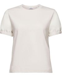 Esprit - T-Shirt Kurzarmshirt aus Materialmix (1-tlg) - Lyst