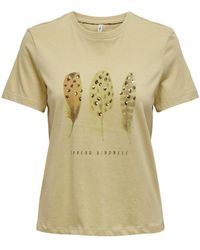 ONLY - T-Shirt ONLKITA LIFE REG /S FEATHERS TOP J - Lyst