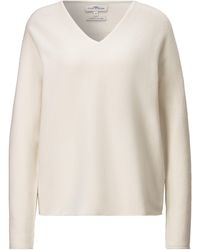 Fynch-Hatton - Strickpullover mit V-Ausschnitt und Logo-Stickerei - Lyst