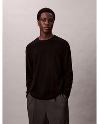 Calvin Klein - Strickpullover LS 100% MERINO CREW 14GG Mit Rundhalsausschnitt, regular fit - Lyst
