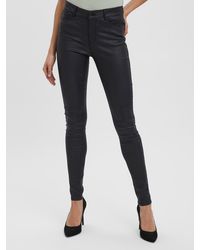 Vero Moda - Lederimitathose Beschichtete Skinny Fit Jeans PU Kunstleder VMSEVEN 5366 in Schwarz - Lyst