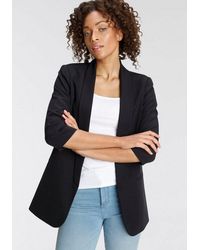 ONLY - Kurzblazer Onlella – Femininer Blazer Mit 3/4-Ärmeln Und Raffung Regular Fit, Casual, Web, Kunstfaser, V-Ausschnitt - Lyst