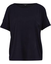 Comma, - Kurzarmshirt T-Shirt aus Satin Logo - Lyst