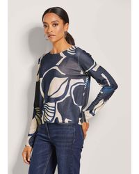 Madeleine - Strickpullover Kurzer Rundhals-Pullover mit Unikat-Print - Lyst