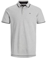 Jack & Jones - Poloshirt Polo Shirt JJEPAULOS Sommer Hemd Kragen Pique Cotton (1-tlg) 3613 in Grau-2 - Lyst