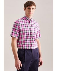 Seidensticker - Businesshemd Regular Kurzarm Button-Down-Kragen Karo - Lyst
