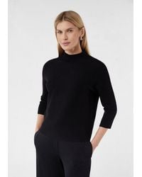 Comma, - 3/4 Arm-Pullover Strickpullover Strickpullover Aus Viskosemix Mit Stehkragen - Lyst