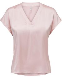 Jacqueline De Yong - Kurzarm Bluse V-Ausschnitt Business T-Shirt JDYFIFI 5384 in Rosa - Lyst