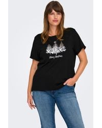 Only Carmakoma - T-Shirt kurzarm Regular Fit Rundhals Glitzer CARKITI LIFE STAR /S O-NECK TEE X-MAS - Lyst