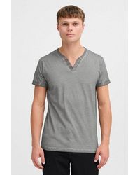 Solid - Rundhalsshirt Sdtino Kurzarmshirt Mit Knopfleiste - Lyst