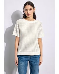 STREET ONE STUDIO - T-Shirt aus Baumwolle mit Stretchante - Lyst