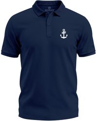 Neverless - Poloshirt Anker-Logoprint Kurzarm Polohemd aus Baumwolle mit Print - Lyst
