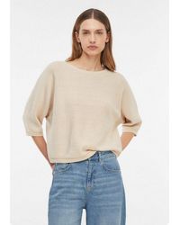 Comma, - 3/4 Arm-Pullover Strickpullover Fledermaus-Pullover Mit Pailletten - Lyst