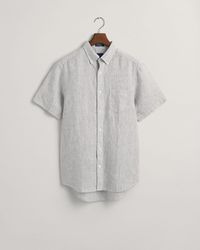 GANT - Regular Fit Kurzarm-Leinenhemd mit Streifen - Lyst