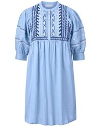 Rich & Royal - Sommerkleid mini dress with embroidery organic, cotton blue - Lyst