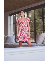 Next - Minikleid Langärmeliges Kleid mit Puffärmeln und Raffung (1-tlg) - Lyst