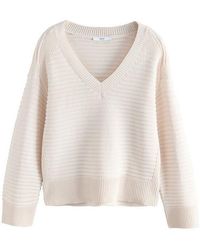 Next - V-Ausschnitt-Pullover Gerippter Strickpullover Mit V-Ausschnitt (1-Tlg) - Lyst
