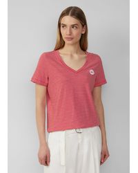 S.oliver - Shirttop T-Shirt mit V-Ausschnitt und Print-Detail - Lyst