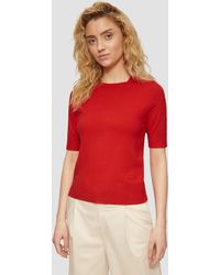 S.oliver - Kurzärmeliger Strickpullover aus Viskosemix Logo - Lyst