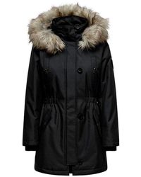 ONLY - Winterjacke Damen Winter-Jacke Onliris Einfarbiger Parka Mantel Fellkapuze - Lyst