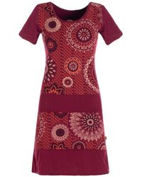 Vishes - Sommerkleid Kurzarm Sommer- Mini- Tunika-Kleid T-Shirtkleid Guru, Hippie, Ethno Style - Lyst