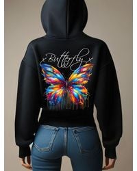 Rmk - Kapuzenpullover Pullover Oversized Sweatshirts Schmetterling Butterfly Hoodie mit Kapuze - Lyst