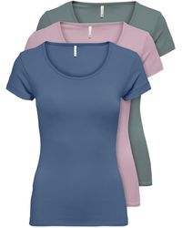 ONLY - Shirt ONLLIVE LOVE NEW (3-tlg., 3er Pack) Figur betont, elastische Baumwollqualität - Lyst