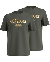 S.oliver - T-Shirt mit Metallic-Logo-Aufdruck im 2er Pack - Lyst