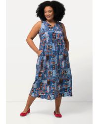 Ulla Popken - Maxikleid Jerseykleid A-Linie Tunika-Ausschnitt ärmellos - Lyst