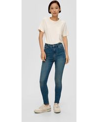 S.oliver - 5-Pocket- Jeans Anny / Fit / High Rise / Super Skinny Leg Leder-Patch - Lyst