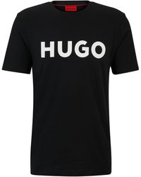 HUGO - Regular-Fit T-Shirt aus Baumwoll-Jersey mit Kontrast-Logo (1-tlg) - Lyst