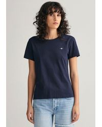 GANT - REG SHIELD KA T-SHIRT mit einer kleinen aufgestickten Wappen-Grafik auf der Brust - Lyst