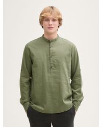 Tom Tailor - Langarmhemd Relaxed Fit Tunika Hemd mit Leinenanteil - Lyst