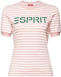 Esprit - Gestreiftes Baumwoll-T-Shirt mit Logo-Print (1-tlg) - Lyst