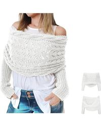 autolock - Strickponcho Multifunktionaler Schal mit Ärmeln,Gestrickter Zopf-Wickel - Lyst