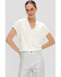 S.oliver - Kurzarmshirt Viskose-Shirt mit V-Ausschnitt - Lyst