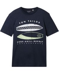 Tom Tailor - Kurzarmshirt printed fine stripe t-shirt - Lyst