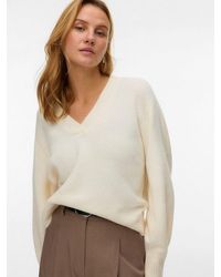 Vero Moda - V-Ausschnitt-Pullover Vmboom Ls V-Neck Pullover Noos Materialmix, Mit Wolle Und Stretch - Lyst