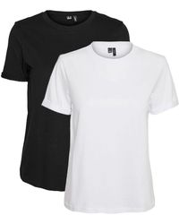 Vero Moda - 2er Pack Basic T-Shirt VMPAULA (2-tlg) 5270 in Weiß-Schwarz - Lyst