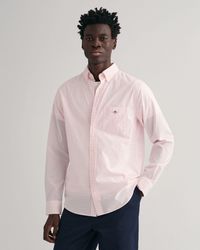 GANT - Langarmhemd REG POPLIN GINGHAM SHIRT mit Logostickerei auf der Brust - Lyst