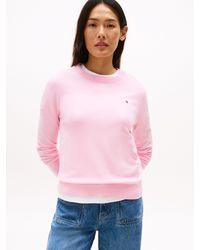 Tommy Hilfiger - Rundhalspullover CO JERSEY STITCH LS C-NK SWT mit Logostickerei - Lyst